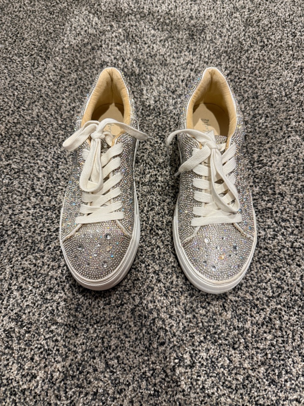 Betsey Johnson Silver Crystal Embellished Women's Sneakers